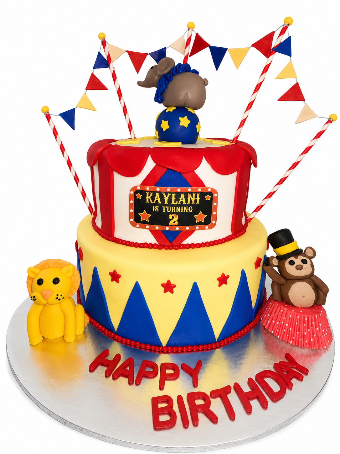 Two Tier All Fondant Circus Cake