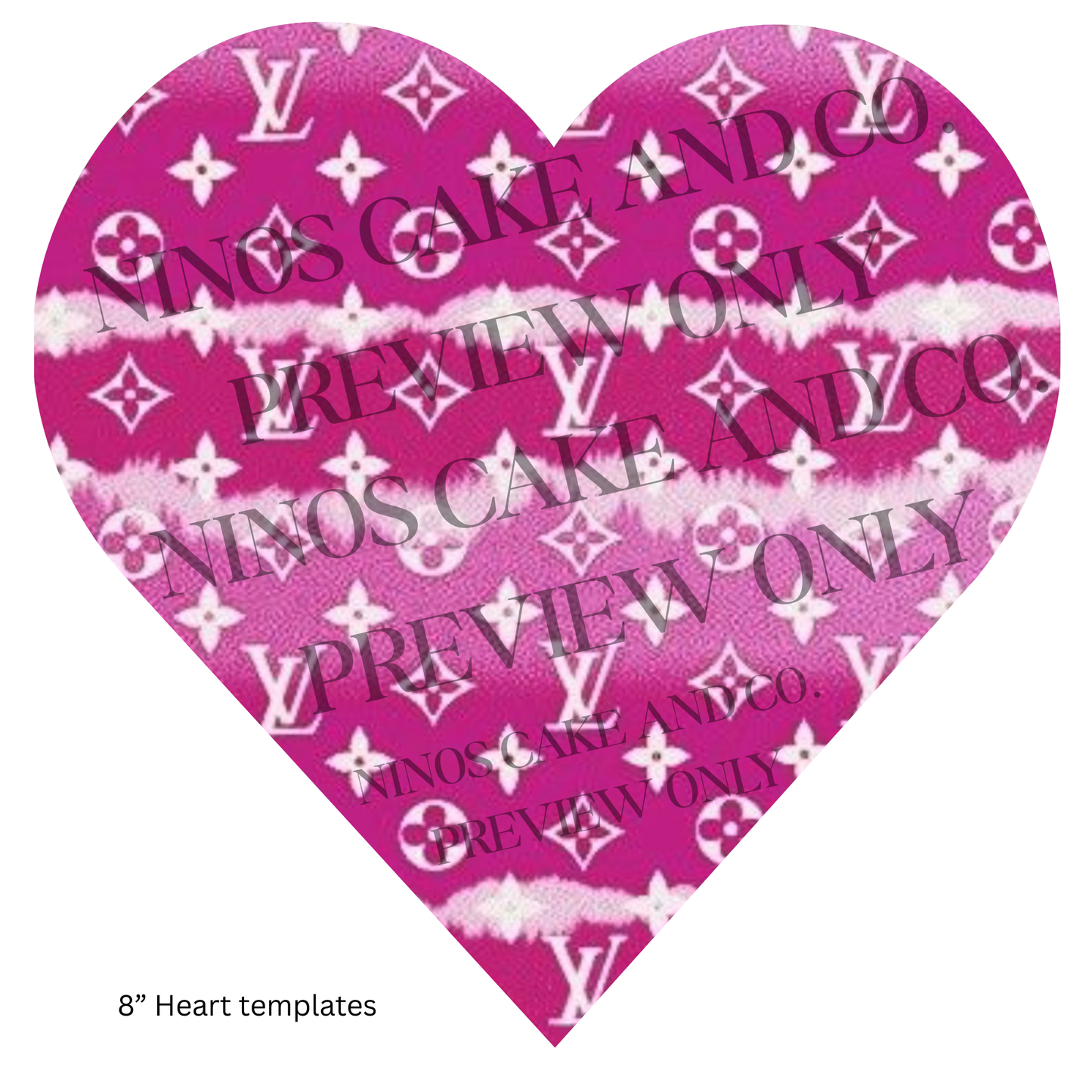 Black Gold LV Heart Template 8" | Instant Download