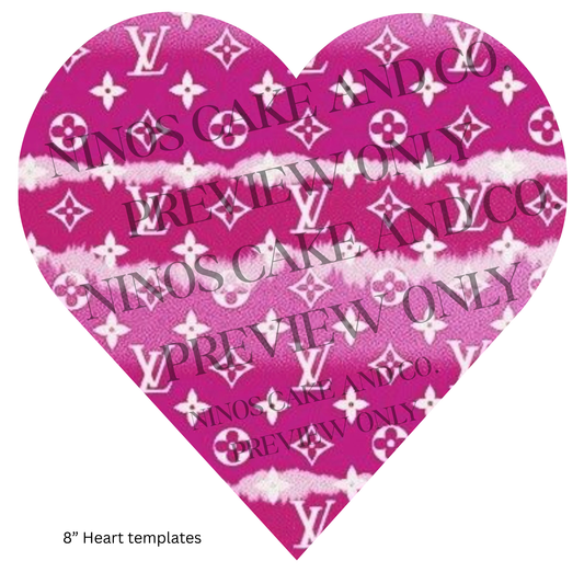 Black Gold LV Heart Template 8" | Instant Download