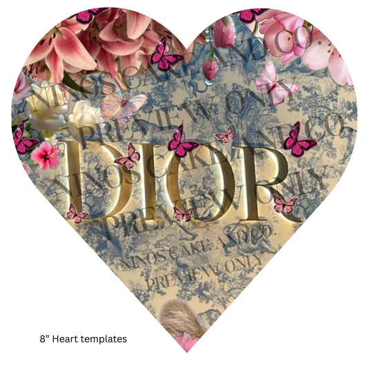 Brown LV 3D Heart Template 8" | Instant Download