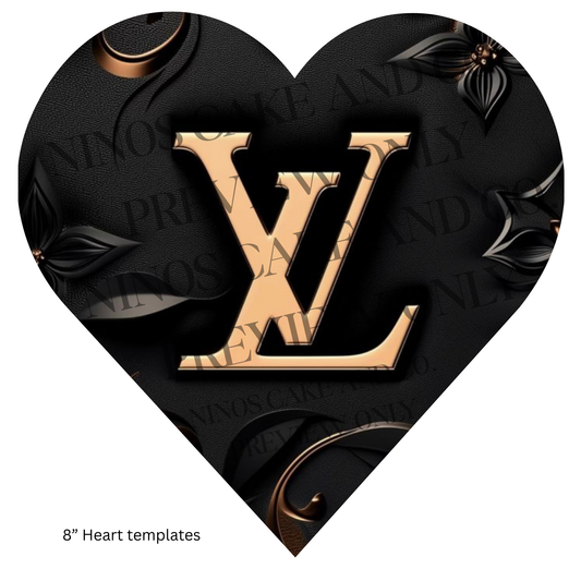 Pink Red LV Monogram Heart Template 8" | Instant Download