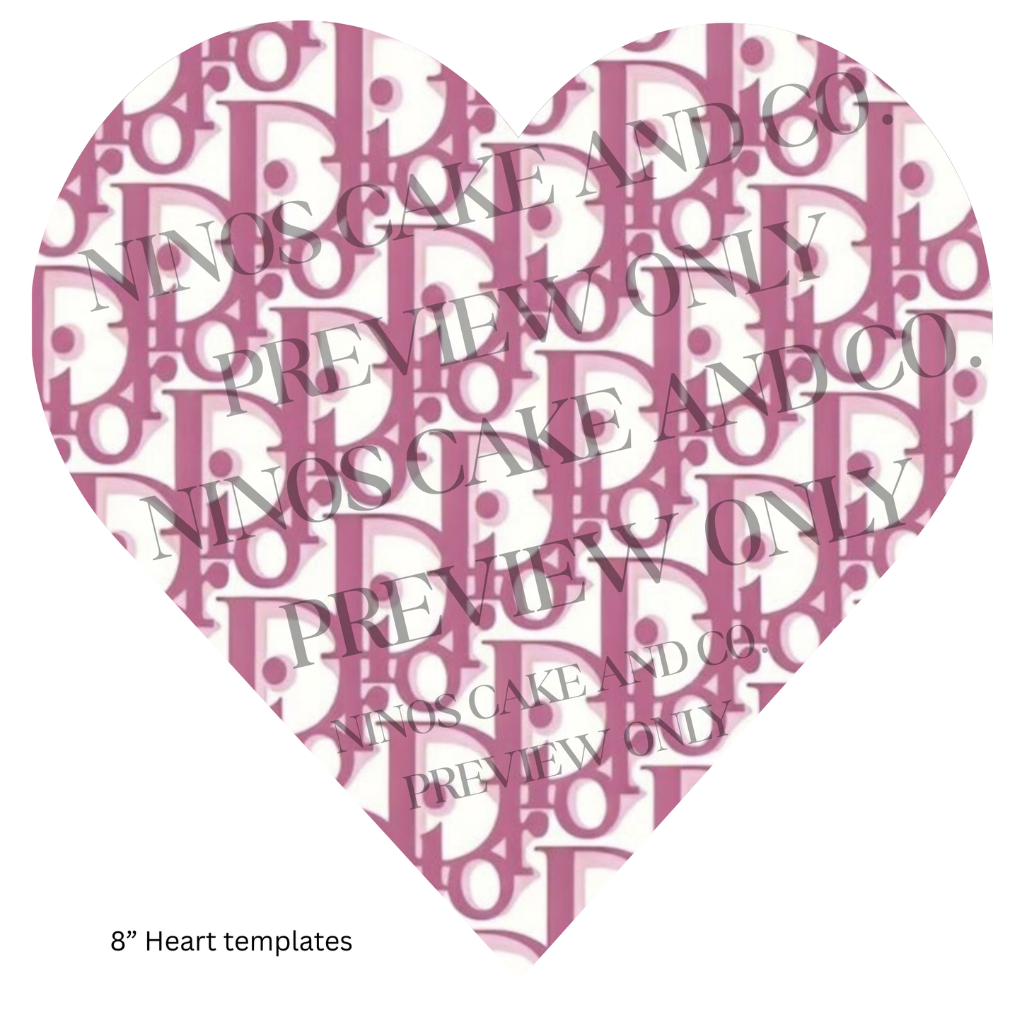 Pink Dior Monogram Heart Template 8" | Instant Download